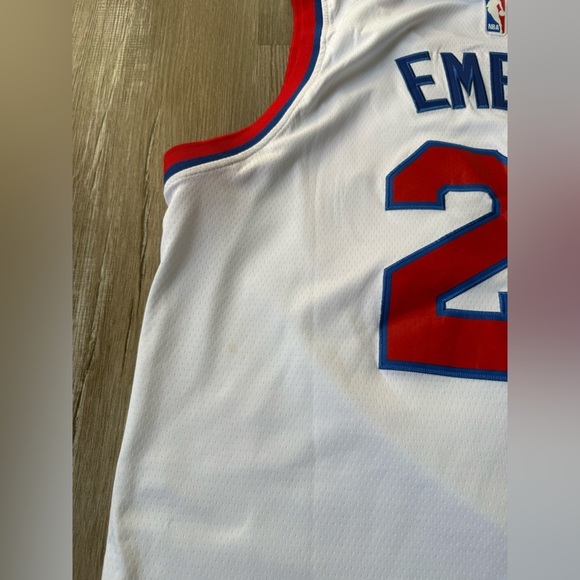 Philadelphia Sixers 76ers Joel Embiid Basketball Jersey White Red Blue Size M L - Picture 10 of 11